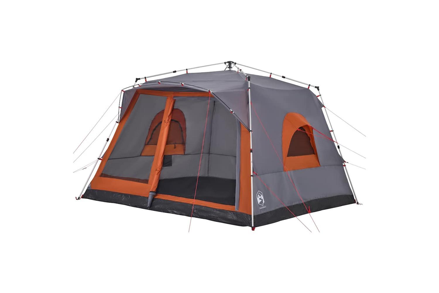 Vidaxl Family Tent Cabin 7-person Grey And Orange Quick Release-4