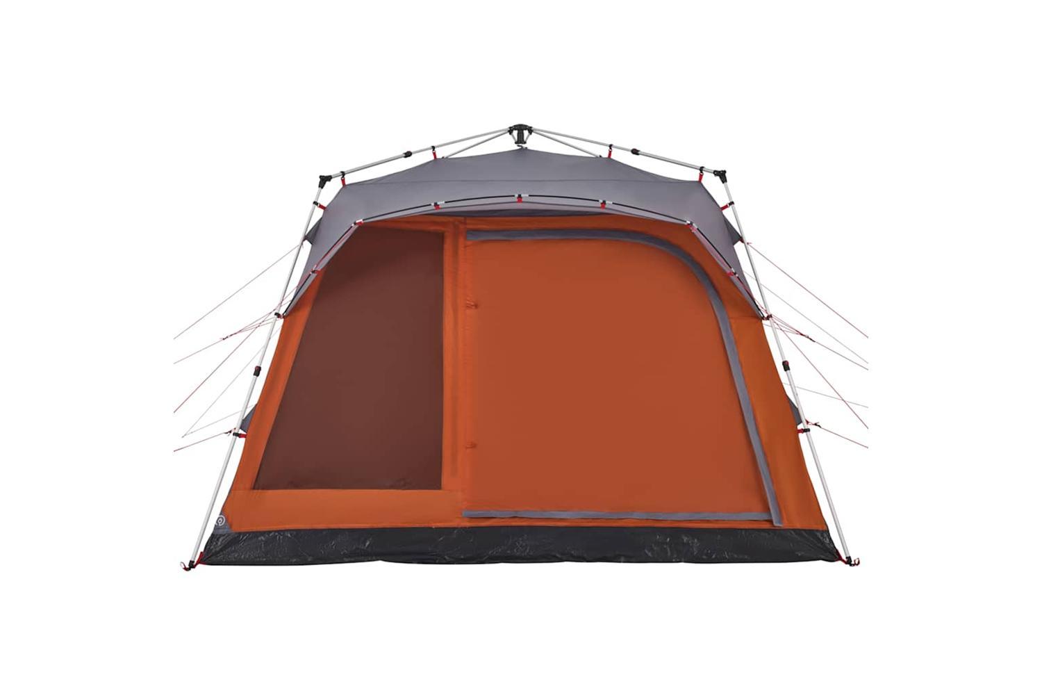 Vidaxl Family Tent Cabin 7-person Grey And Orange Quick Release-5