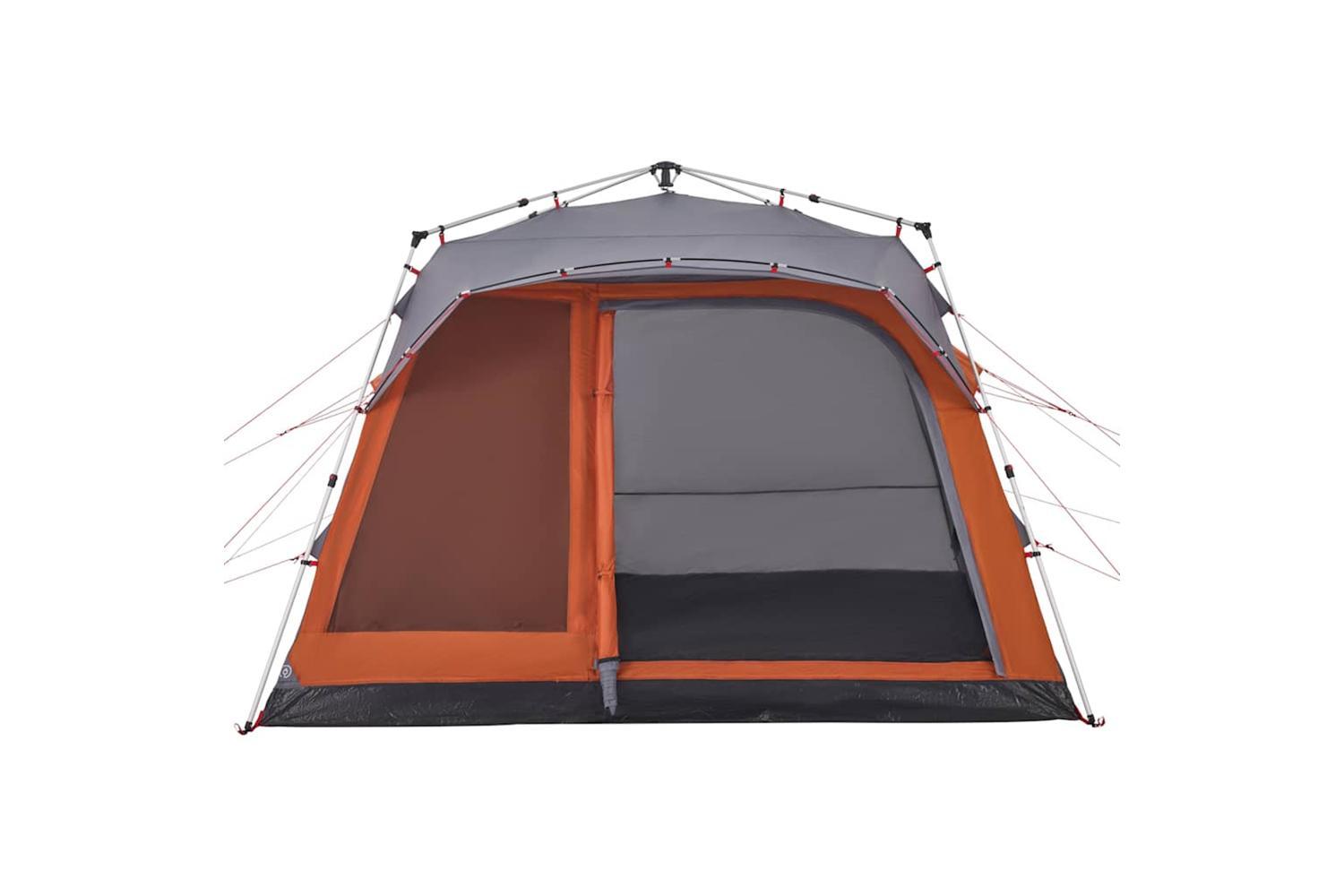 Vidaxl Family Tent Cabin 7-person Grey And Orange Quick Release-6