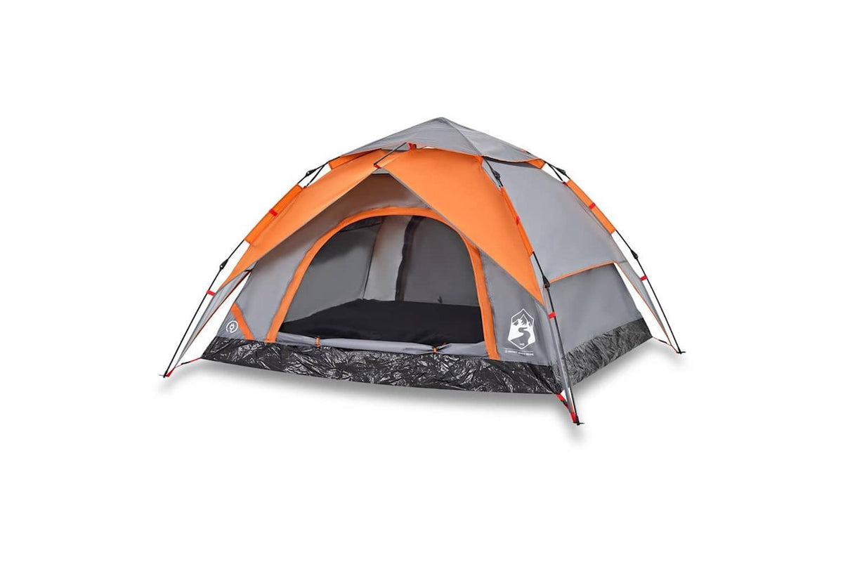 Vidaxl Camping Tent Dome 4-person Grey And Orange Quick Release