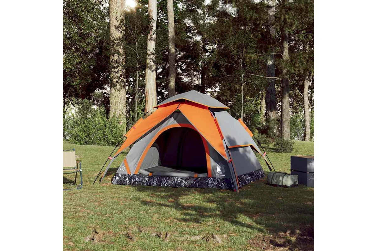 Vidaxl Camping Tent Dome 4-person Grey And Orange Quick Release-3