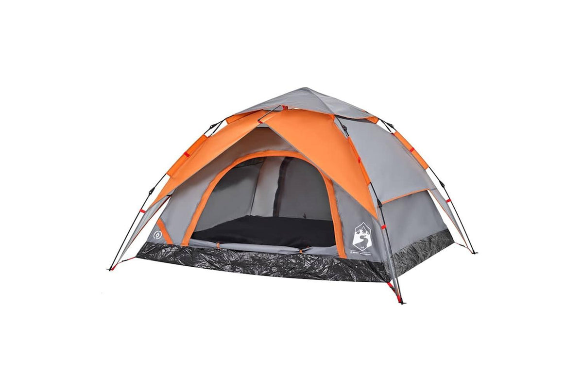 Vidaxl Camping Tent Dome 4-person Grey And Orange Quick Release-4