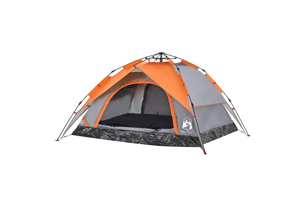 Vidaxl Camping Tent Dome 4-person Grey And Orange Quick Release-5