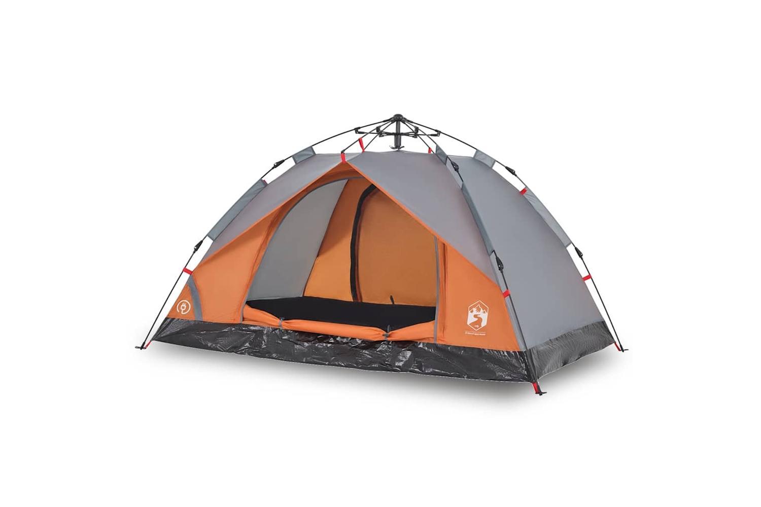 Vidaxl Camping Tent Dome 3-person Grey And Orange Quick Release-2