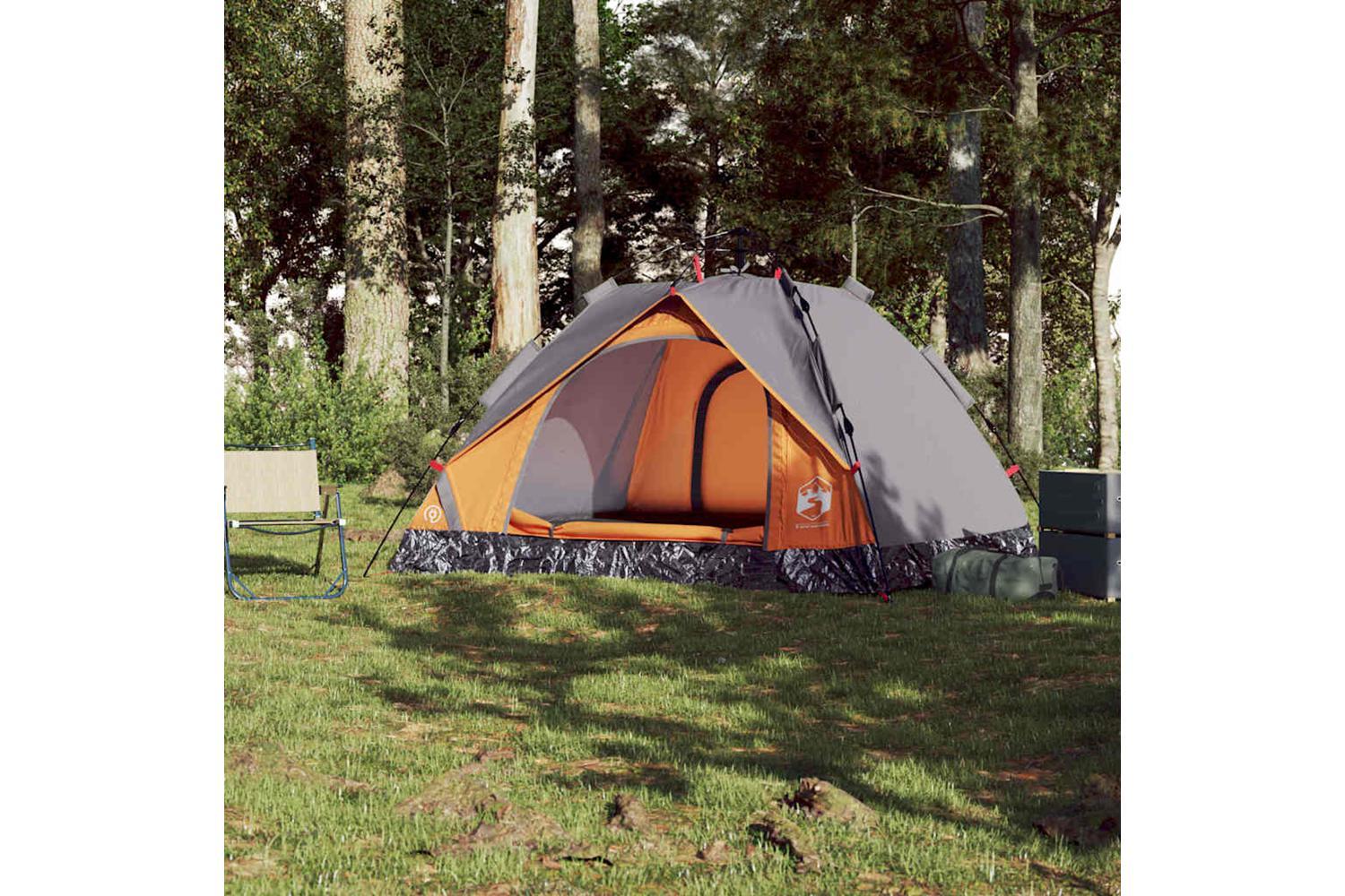 Vidaxl Camping Tent Dome 3-person Grey And Orange Quick Release-3