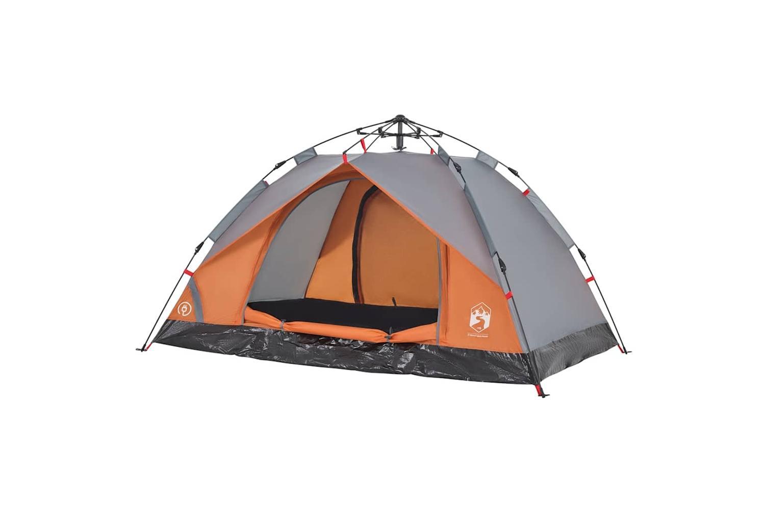 Vidaxl Camping Tent Dome 3-person Grey And Orange Quick Release-4