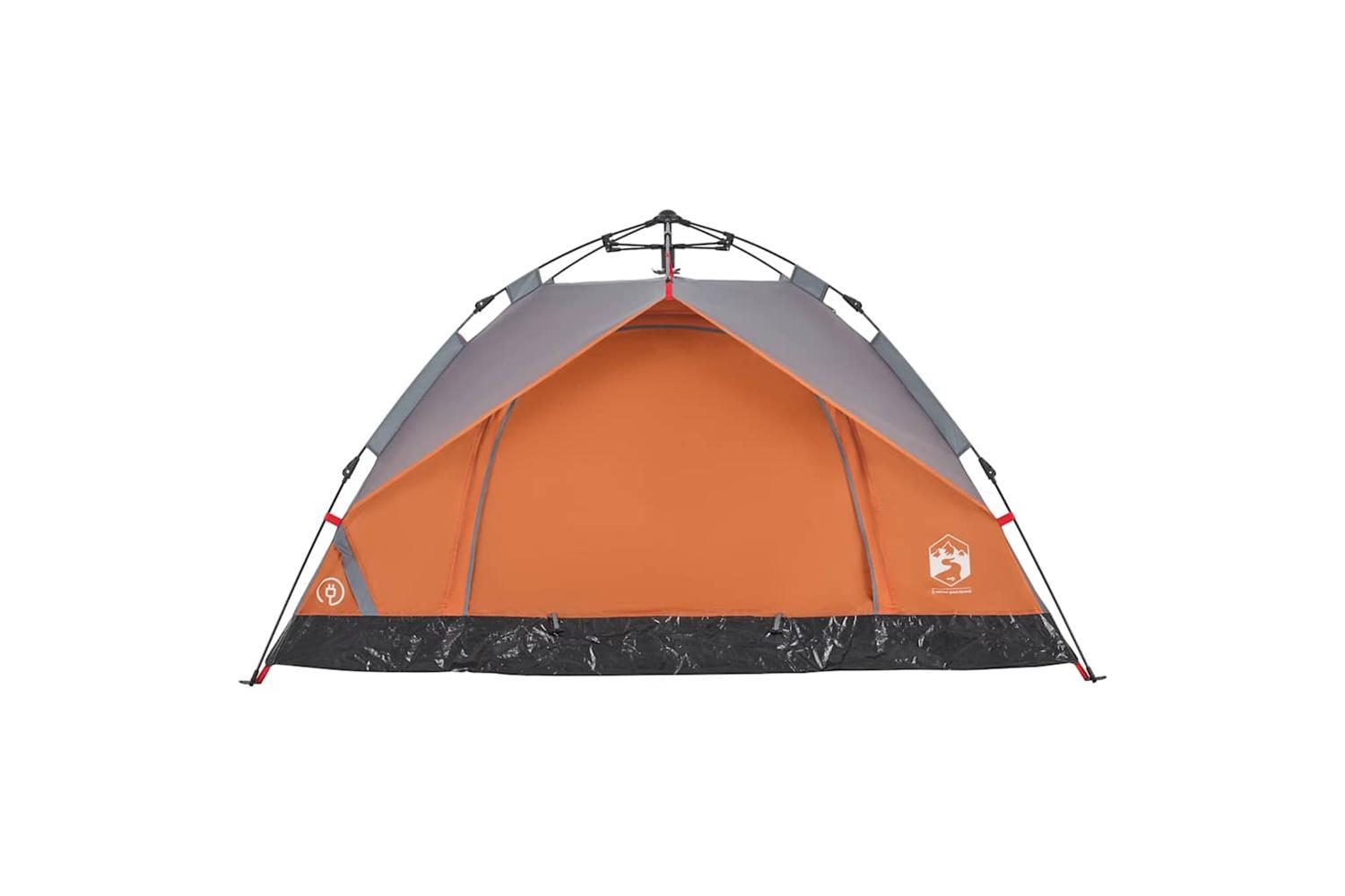 Vidaxl Camping Tent Dome 3-person Grey And Orange Quick Release-5