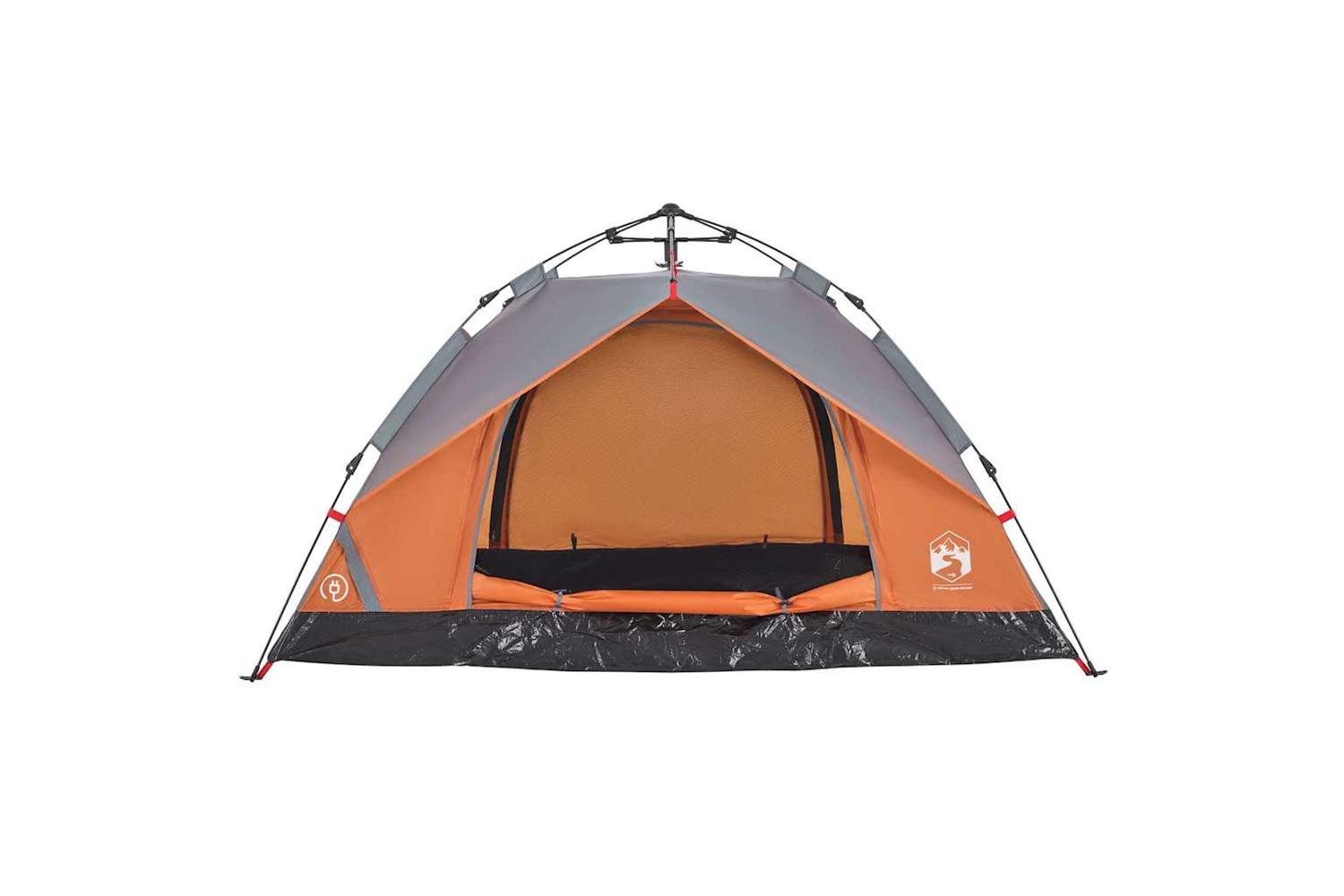 Vidaxl Camping Tent Dome 3-person Grey And Orange Quick Release-6
