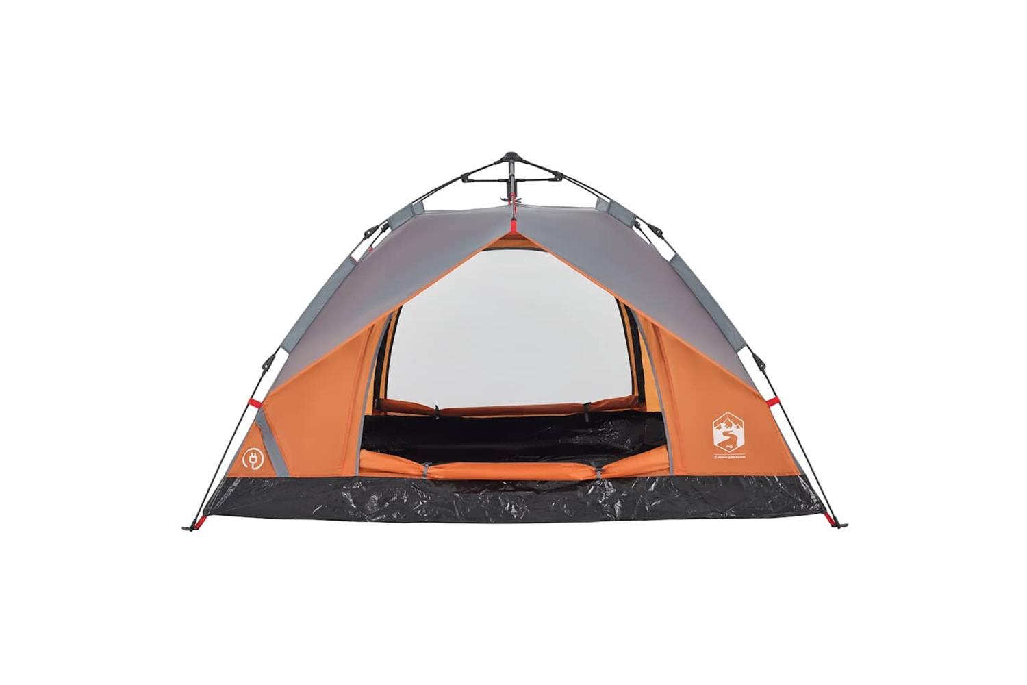Vidaxl Camping Tent Dome 3-person Grey And Orange Quick Release-7