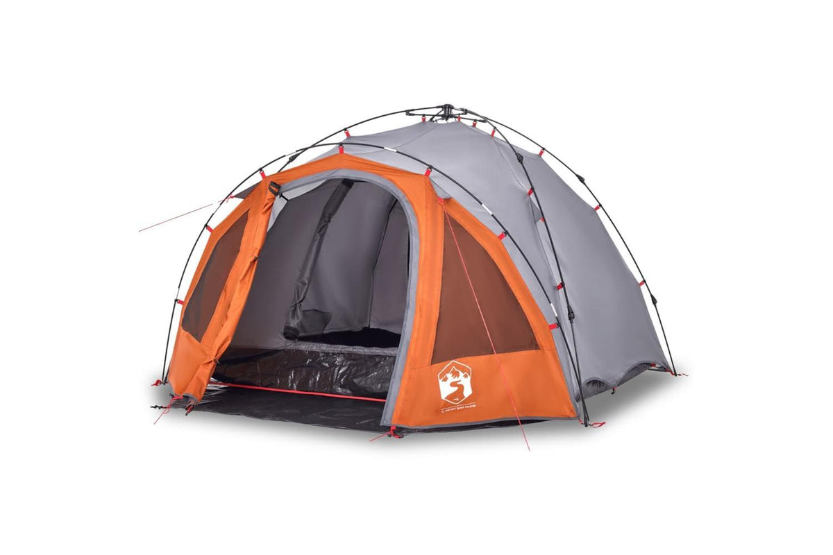 Vidaxl Camping Tent Dome 3-person Grey And Orange Quick Release-2