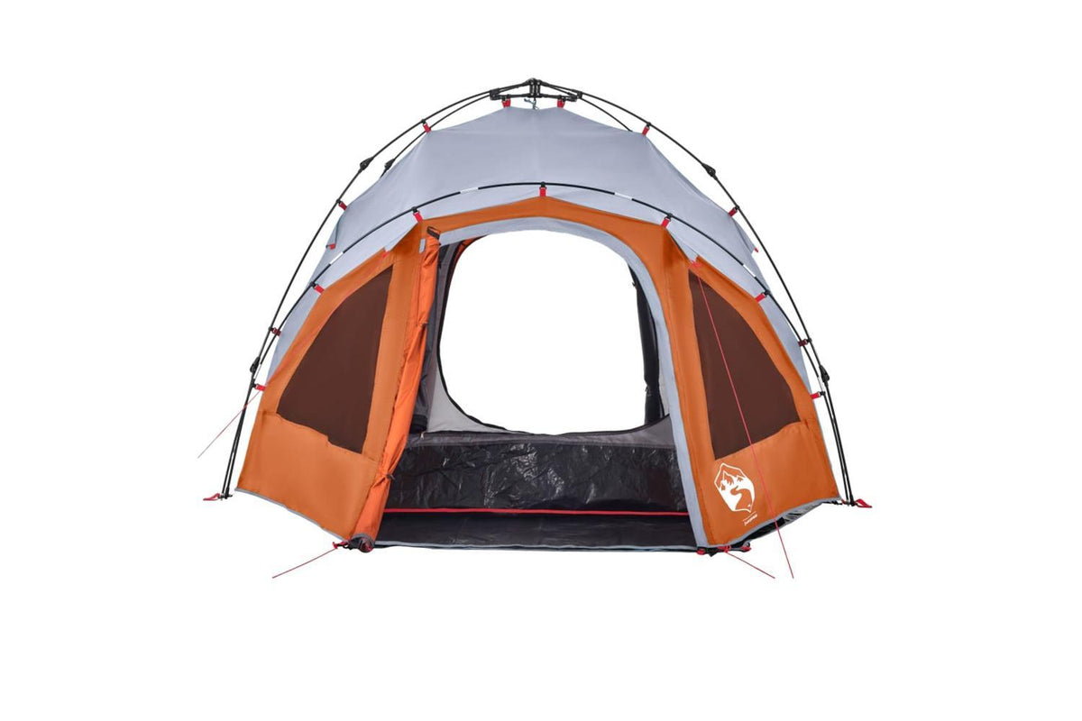 Vidaxl Camping Tent Dome 3-person Grey And Orange Quick Release-7