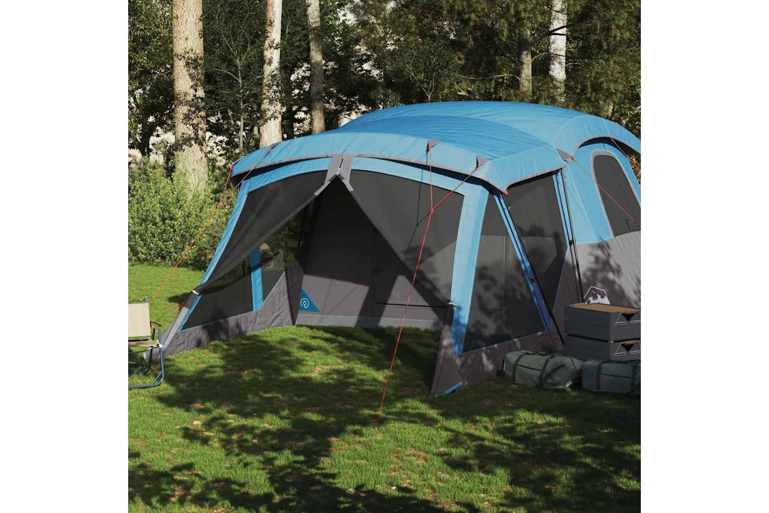 Vidaxl Camping Tent With Porch 4-person Blue Waterproof-3