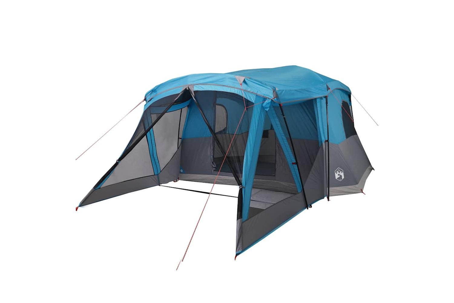 Vidaxl Camping Tent With Porch 4-person Blue Waterproof-4