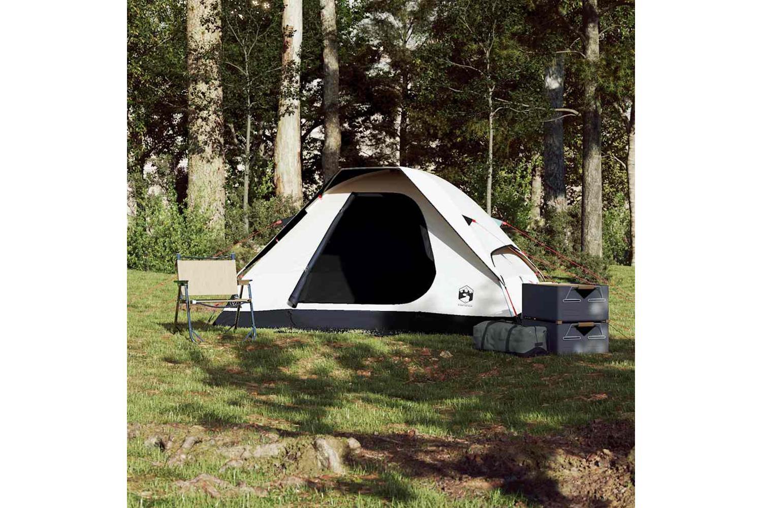 Vidaxl Camping Tent Dome 2-person White Blackout Fabric Waterproof-3