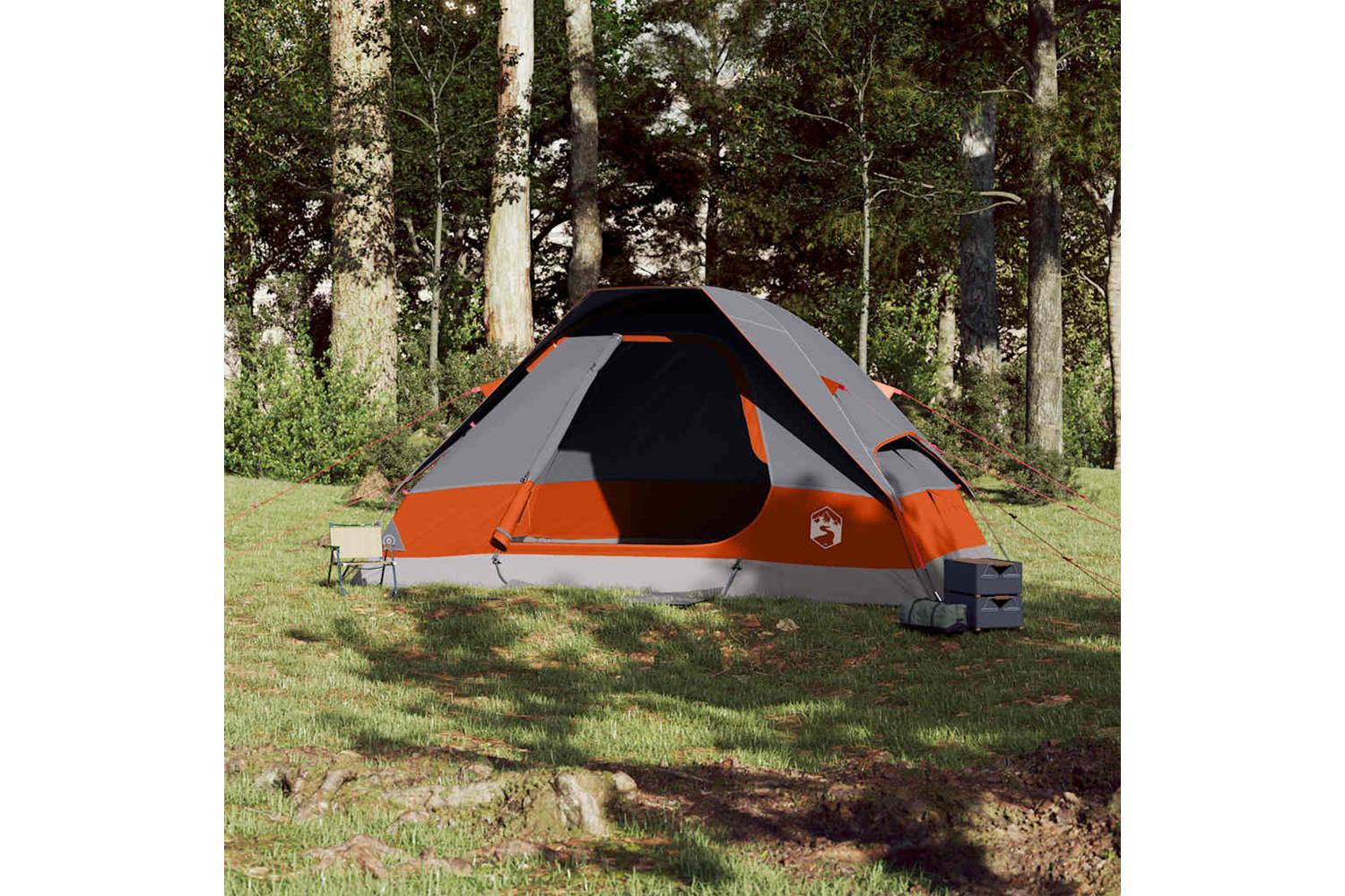 Vidaxl Family Tent Dome 6-person Grey And Orange Waterproof-3