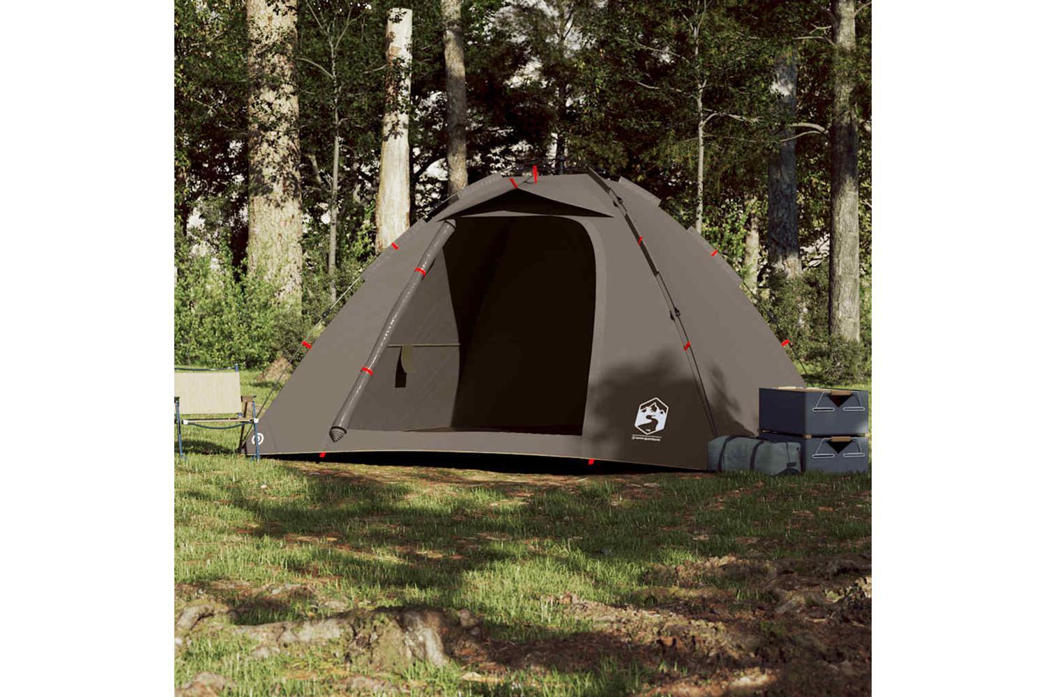 Vidaxl Fishing Tent 4-person Brown Quick Release-3