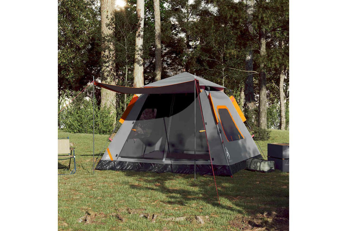 Vidaxl Camping Tent Dome 5-person Grey And Orange Quick Release-3