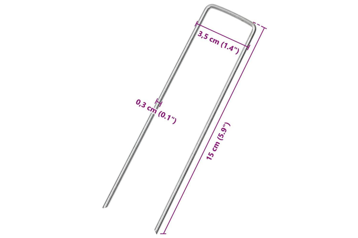Vidaxl Ground Pegs U Shape 25 Pcs 15x3.5 Cm Galvanised Steel-5