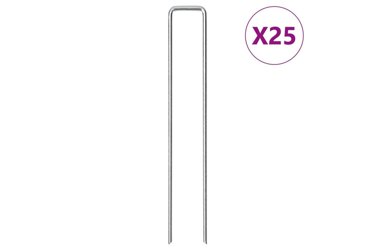 Vidaxl Ground Pegs U Shape 25 Pcs 20x3.5 Cm Galvanised Steel