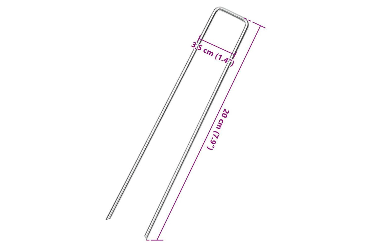 Vidaxl Ground Pegs U Shape 25 Pcs 20x3.5 Cm Galvanised Steel-5