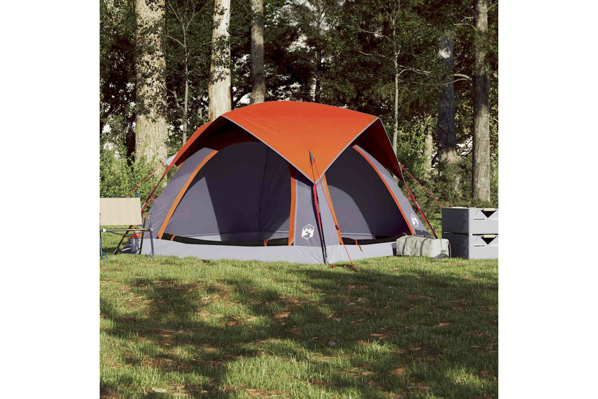 Vidaxl Camping Tent Cabin 4-person Grey And Orange Waterproof-4