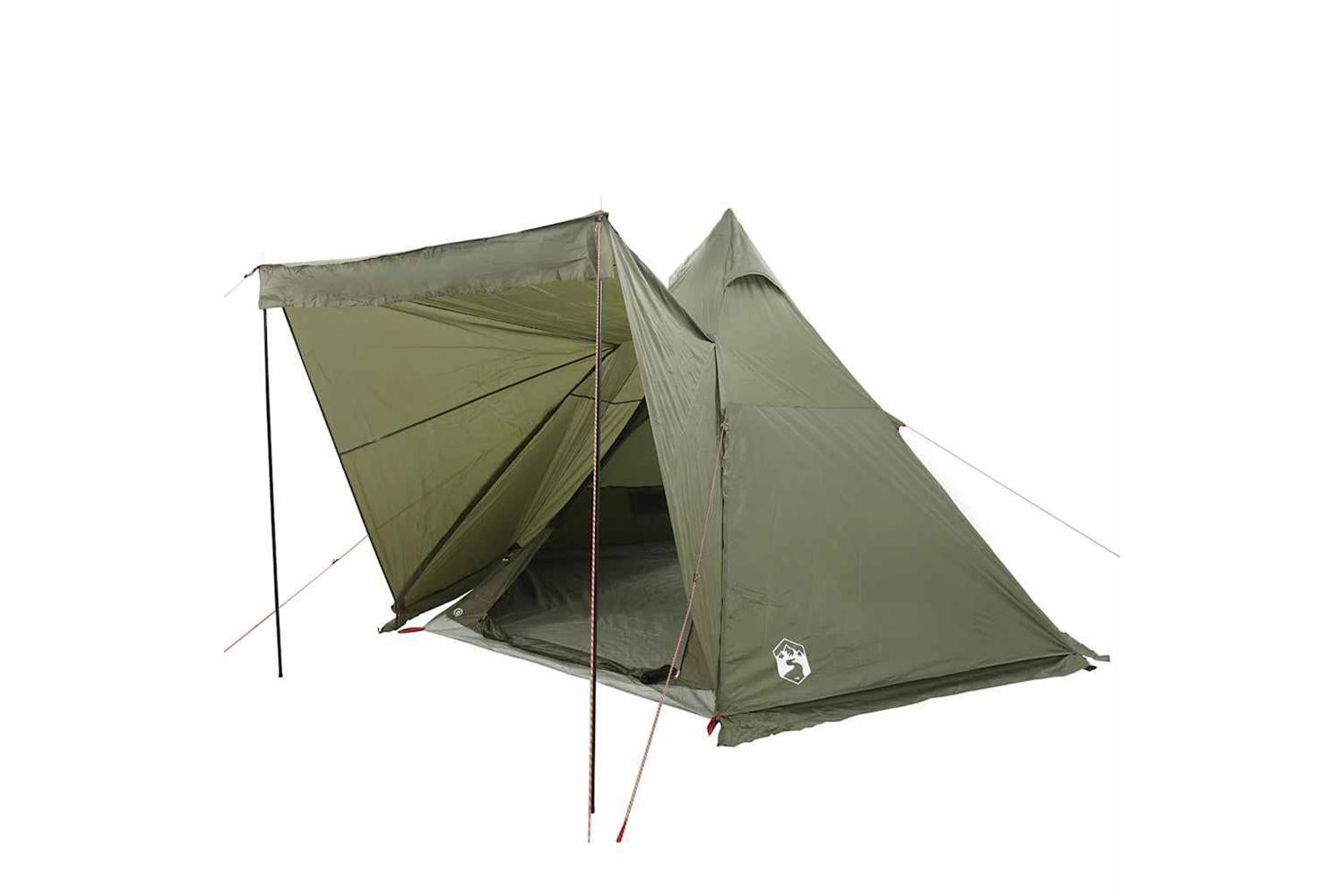 Vidaxl Family Tent Tipi 6-person Olive Green Waterproof-3