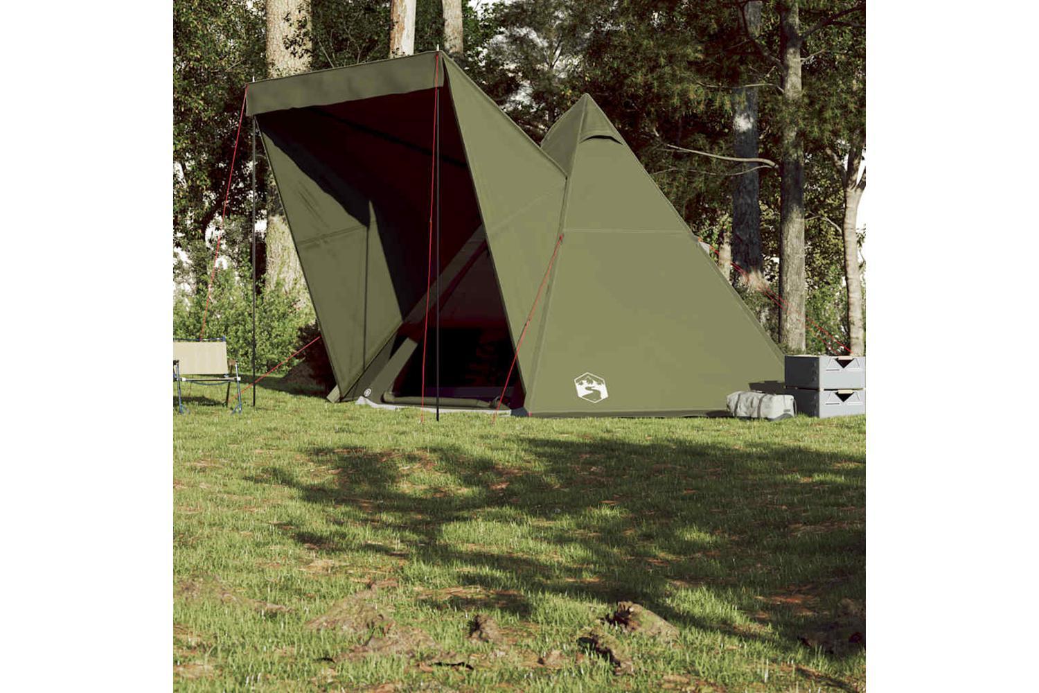 Vidaxl Family Tent Tipi 6-person Olive Green Waterproof-4