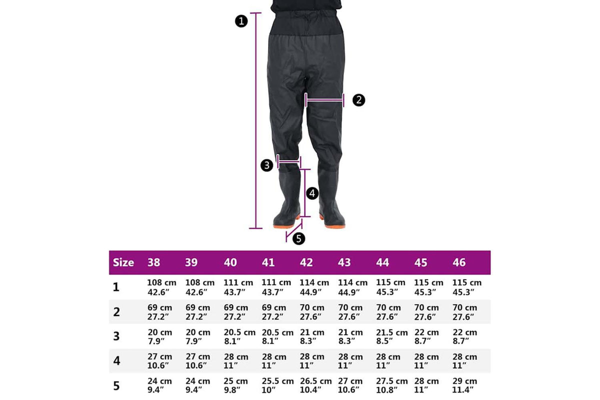 Vidaxl Waist Waders With Boots Black Size 45-7