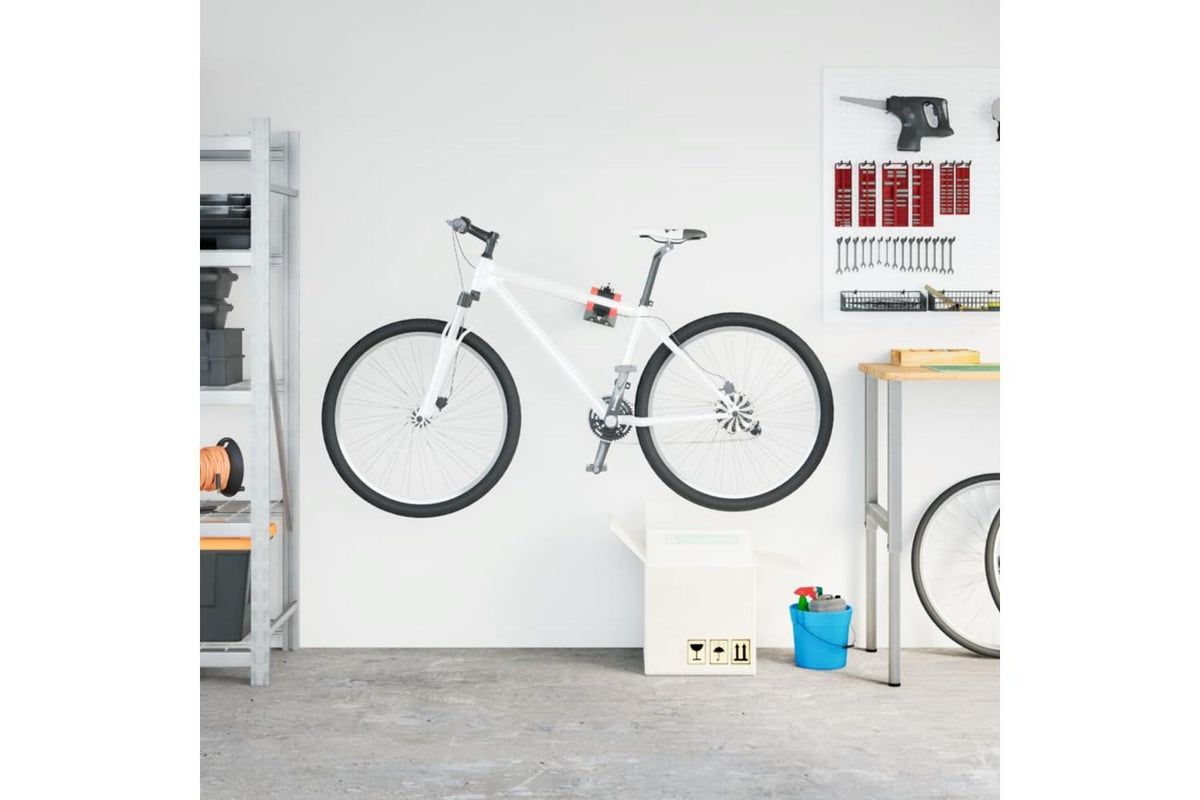 Vidaxl Bike Repair Stand Wall Mounted Foldable Red And Black Steel-3