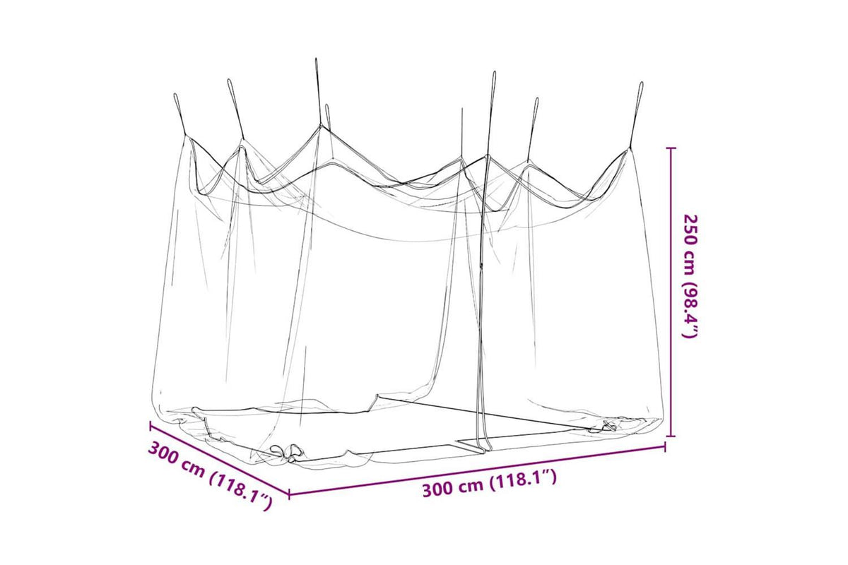 Vidaxl Mosquito Net For Outdoor 220 Mesh Black 300x300x250 Cm-8