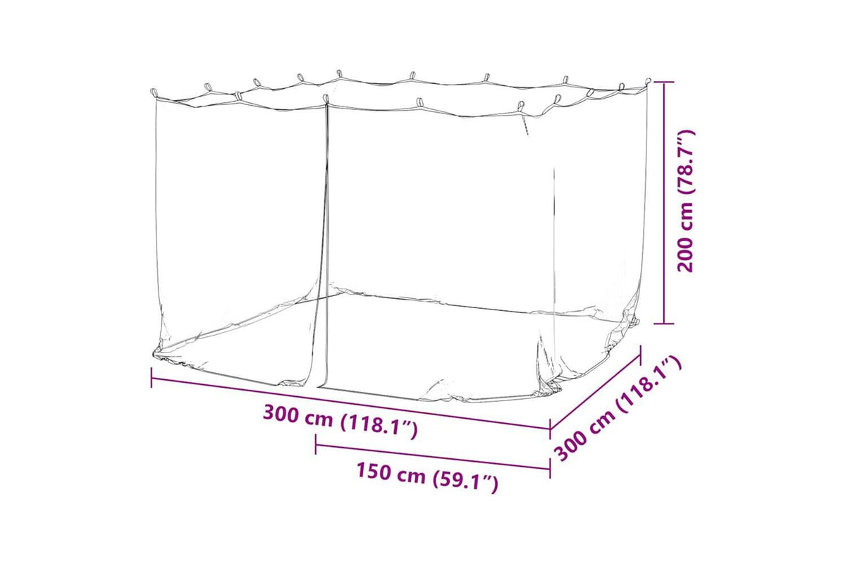 Vidaxl Mosquito Net For Outdoor 220 Mesh Black 300x300x200 Cm-9