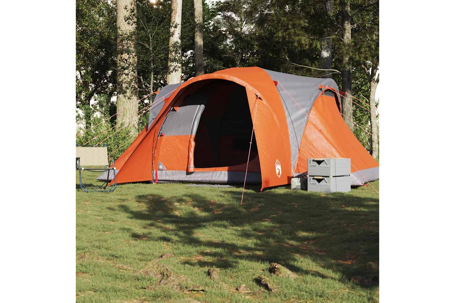 Vidaxl Family Tent Dome 6-person Grey And Orange Waterproof-3