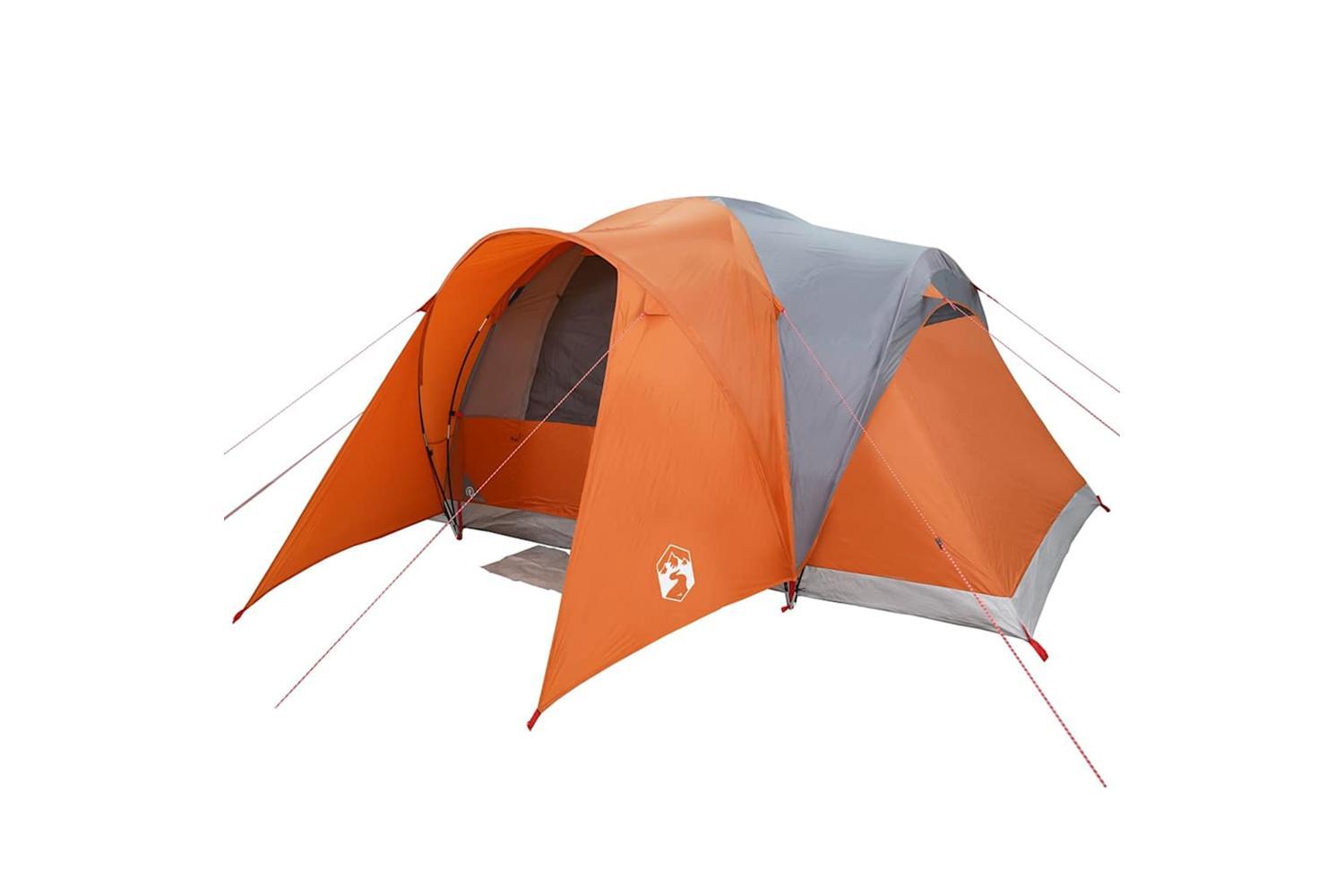 Vidaxl Family Tent Dome 6-person Grey And Orange Waterproof-5