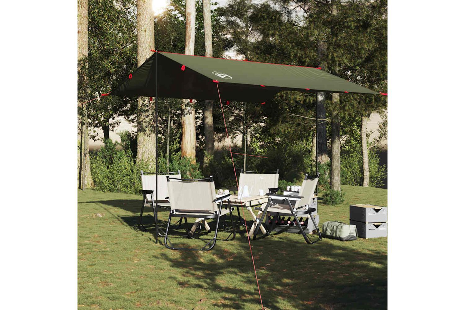 Vidaxl Camping Tarp Olive Green 306x306 Cm Waterproof-3