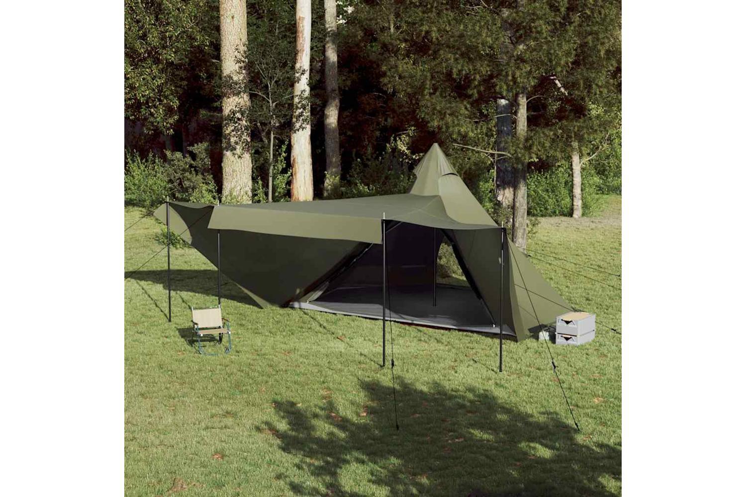 Vidaxl Family Tent Tipi 8-person Olive Green Waterproof-4