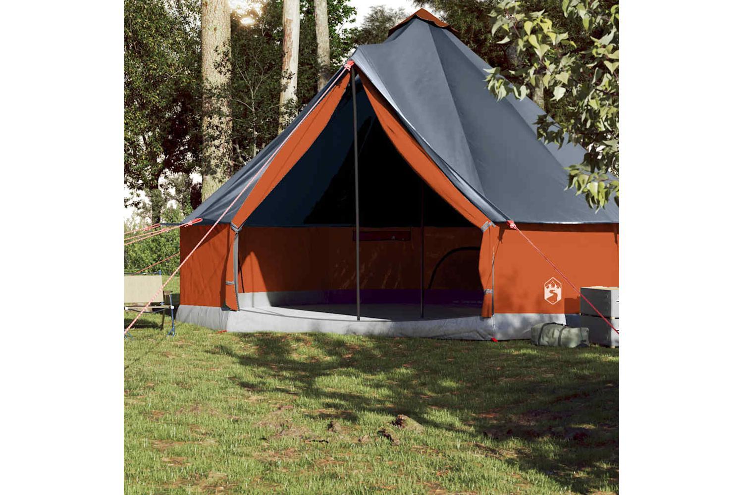 Vidaxl Family Tent Tipi 10-person Grey And Orange Waterproof-3
