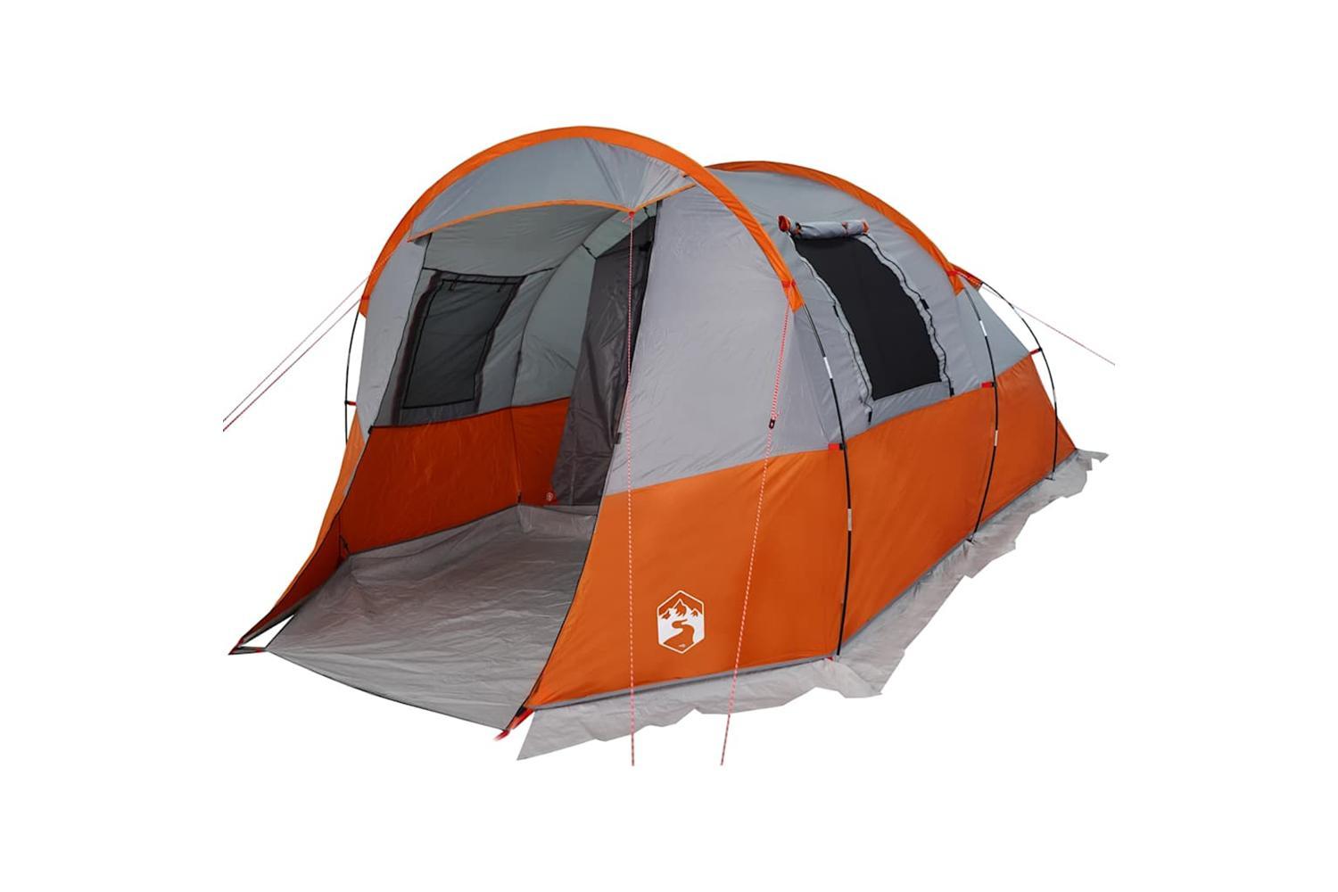 Vidaxl Camping Tent Tunnel 4-person Grey And Orange Waterproof-2