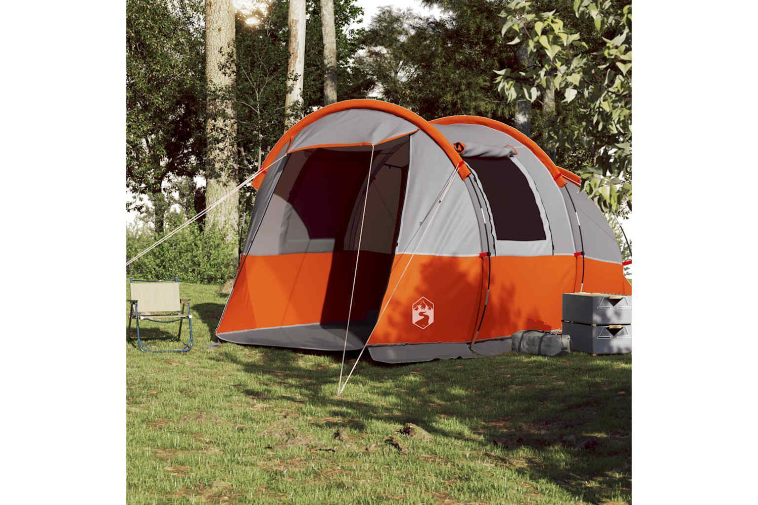 Vidaxl Camping Tent Tunnel 4-person Grey And Orange Waterproof-3