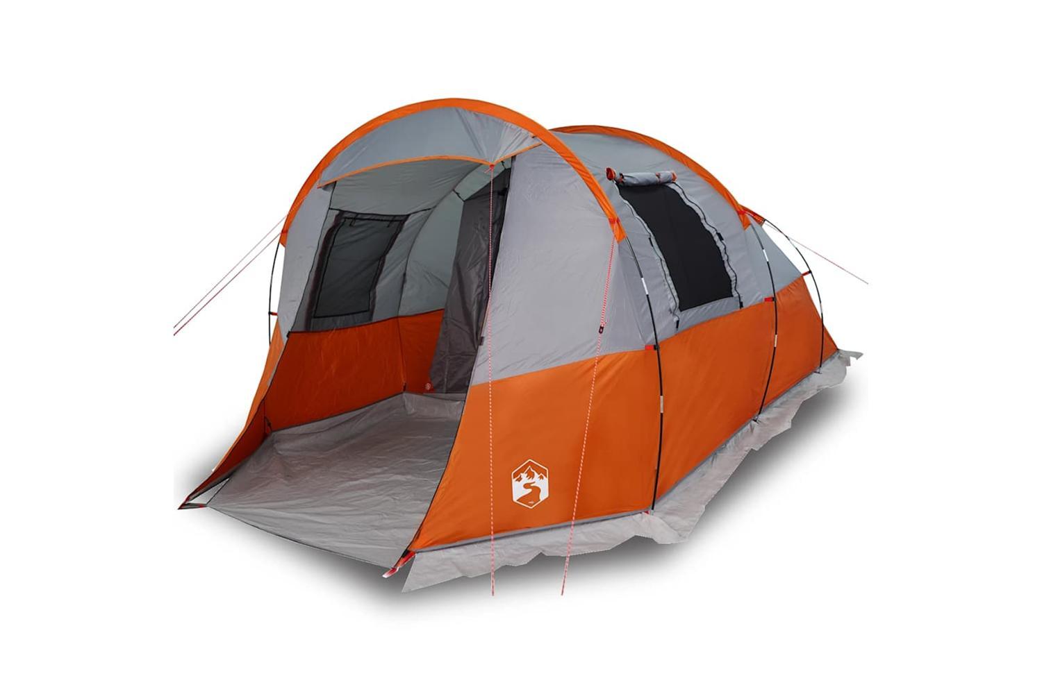 Vidaxl Camping Tent Tunnel 4-person Grey And Orange Waterproof-4