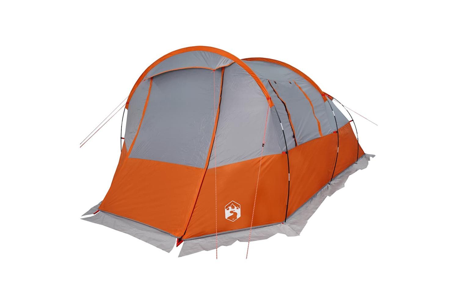 Vidaxl Camping Tent Tunnel 4-person Grey And Orange Waterproof-5