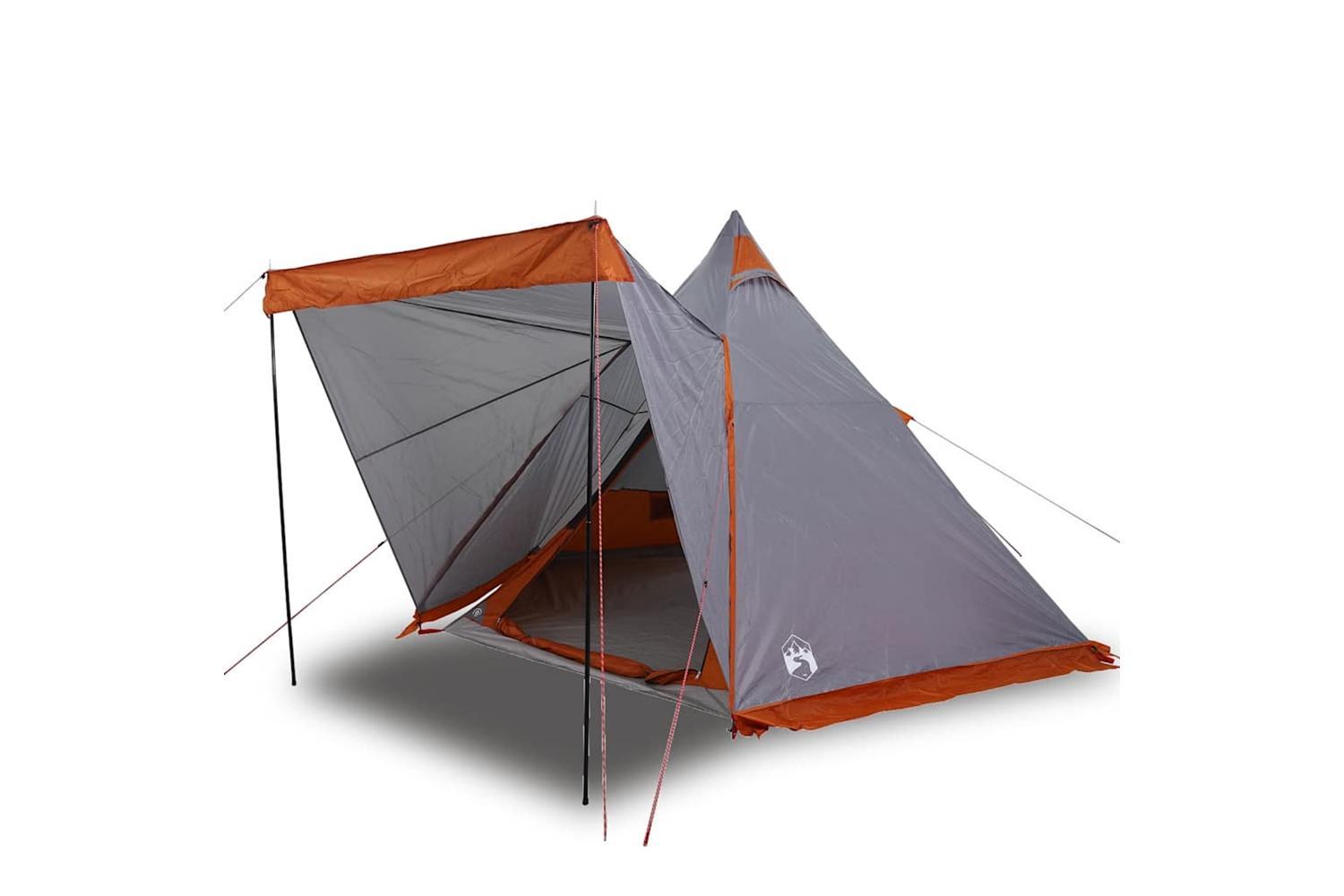 Vidaxl Family Tent Tipi 6-person Grey And Orange Waterproof