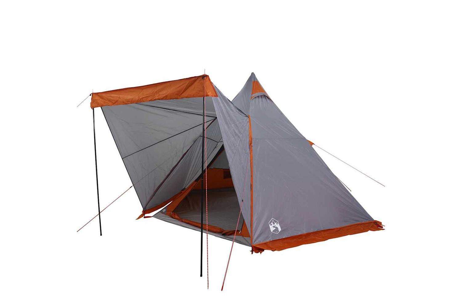 Vidaxl Family Tent Tipi 6-person Grey And Orange Waterproof-3