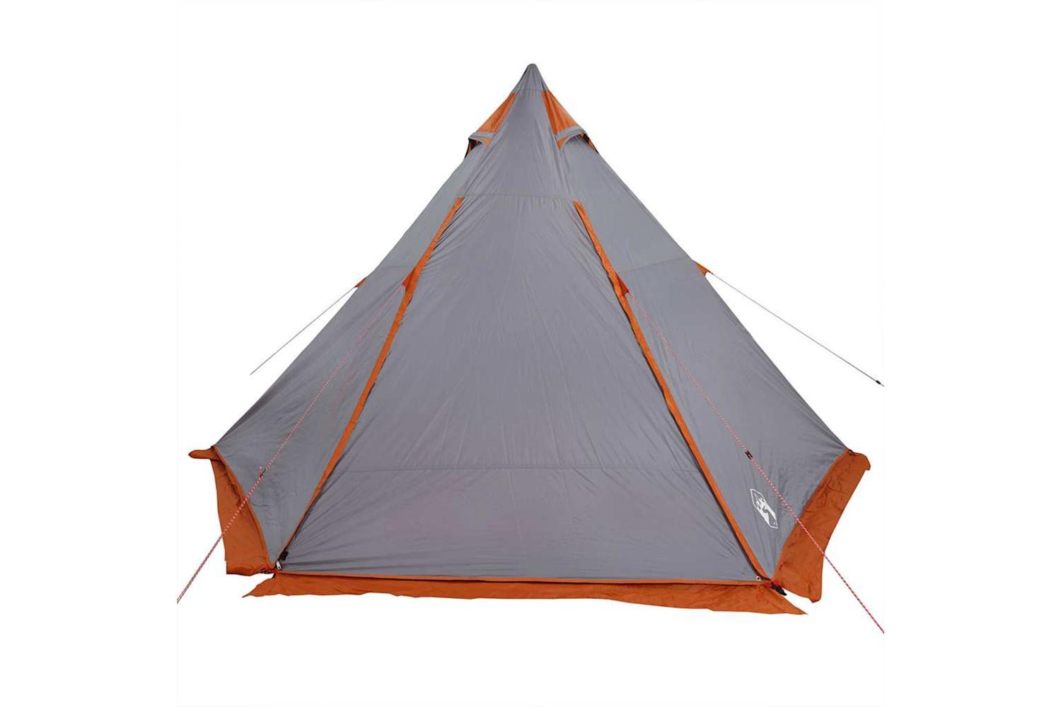 Vidaxl Family Tent Tipi 6-person Grey And Orange Waterproof-6