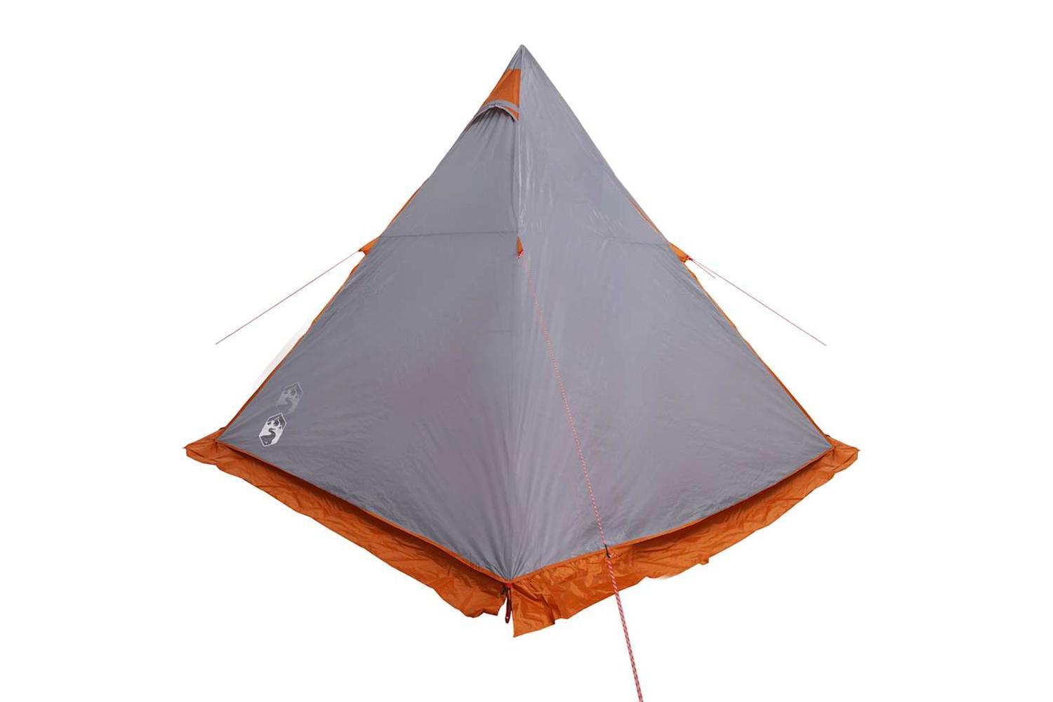 Vidaxl Family Tent Tipi 6-person Grey And Orange Waterproof-8
