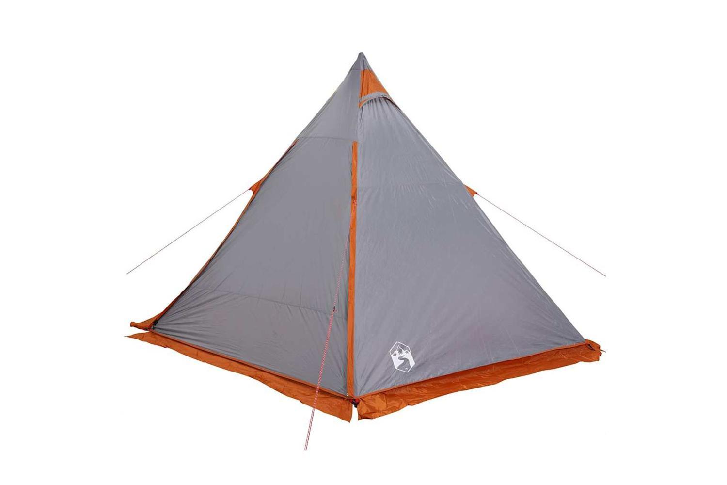 Vidaxl Family Tent Tipi 6-person Grey And Orange Waterproof-9