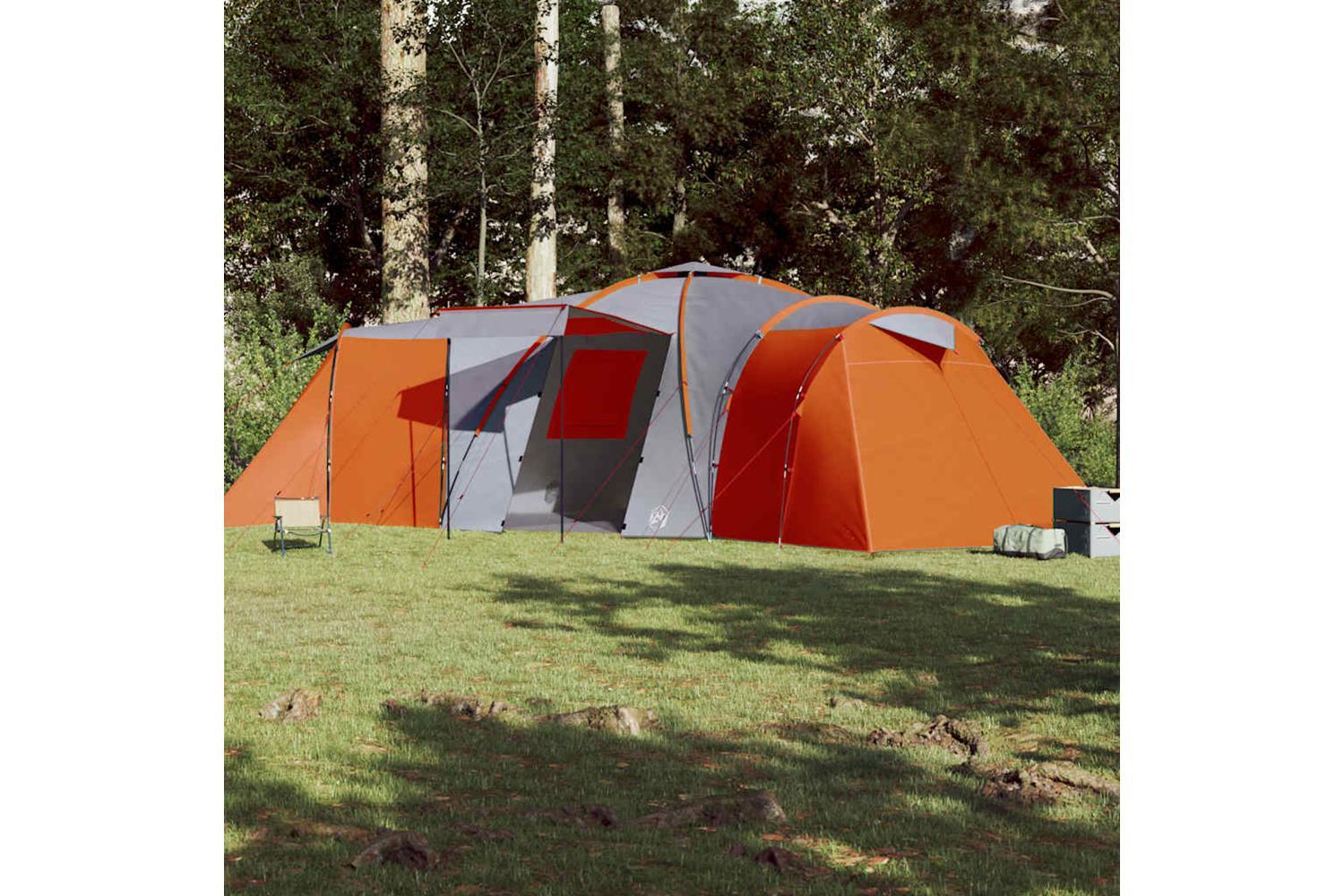 Vidaxl Family Tent Dome 12-person Grey And Orange Waterproof-3