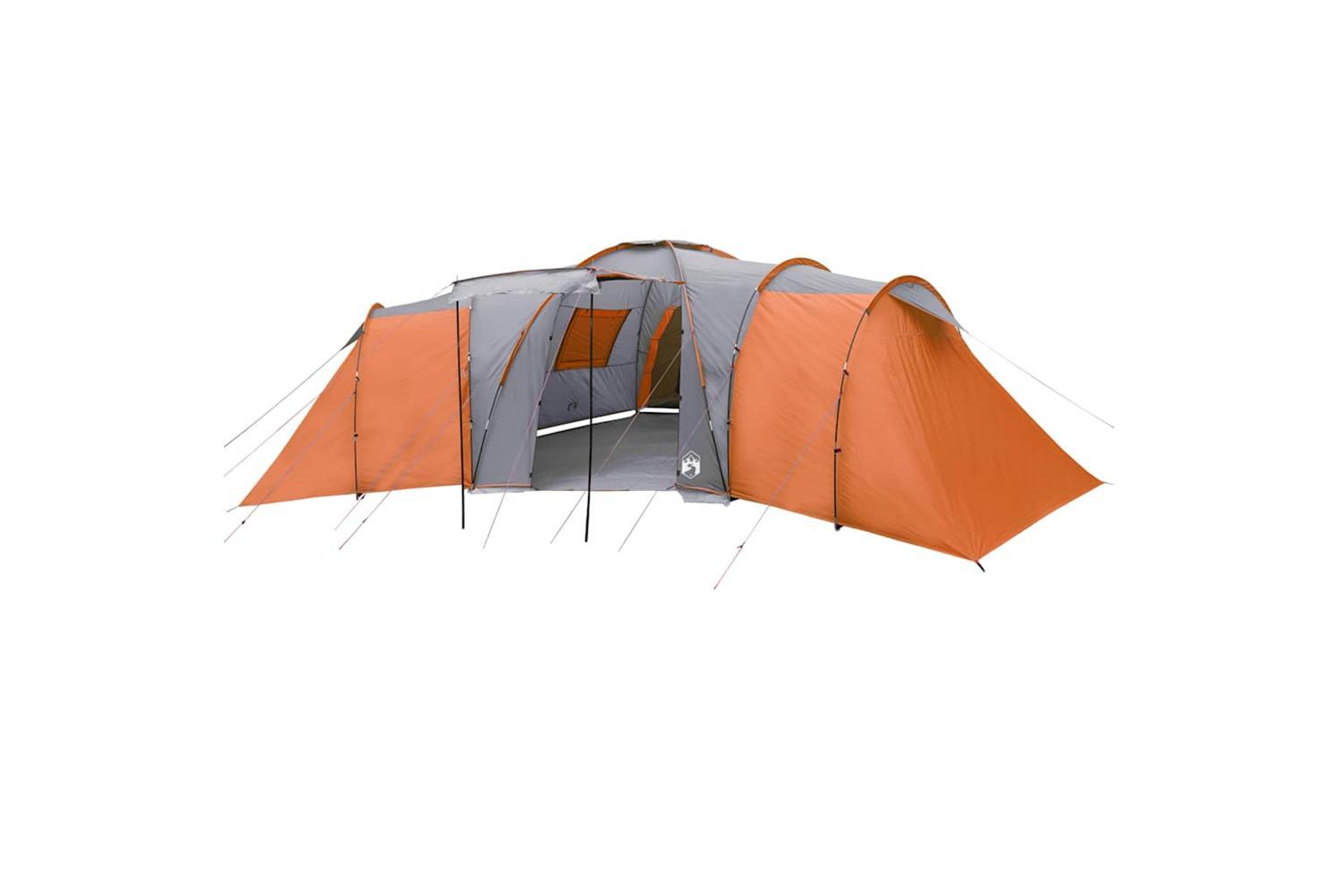 Vidaxl Family Tent Dome 12-person Grey And Orange Waterproof-4