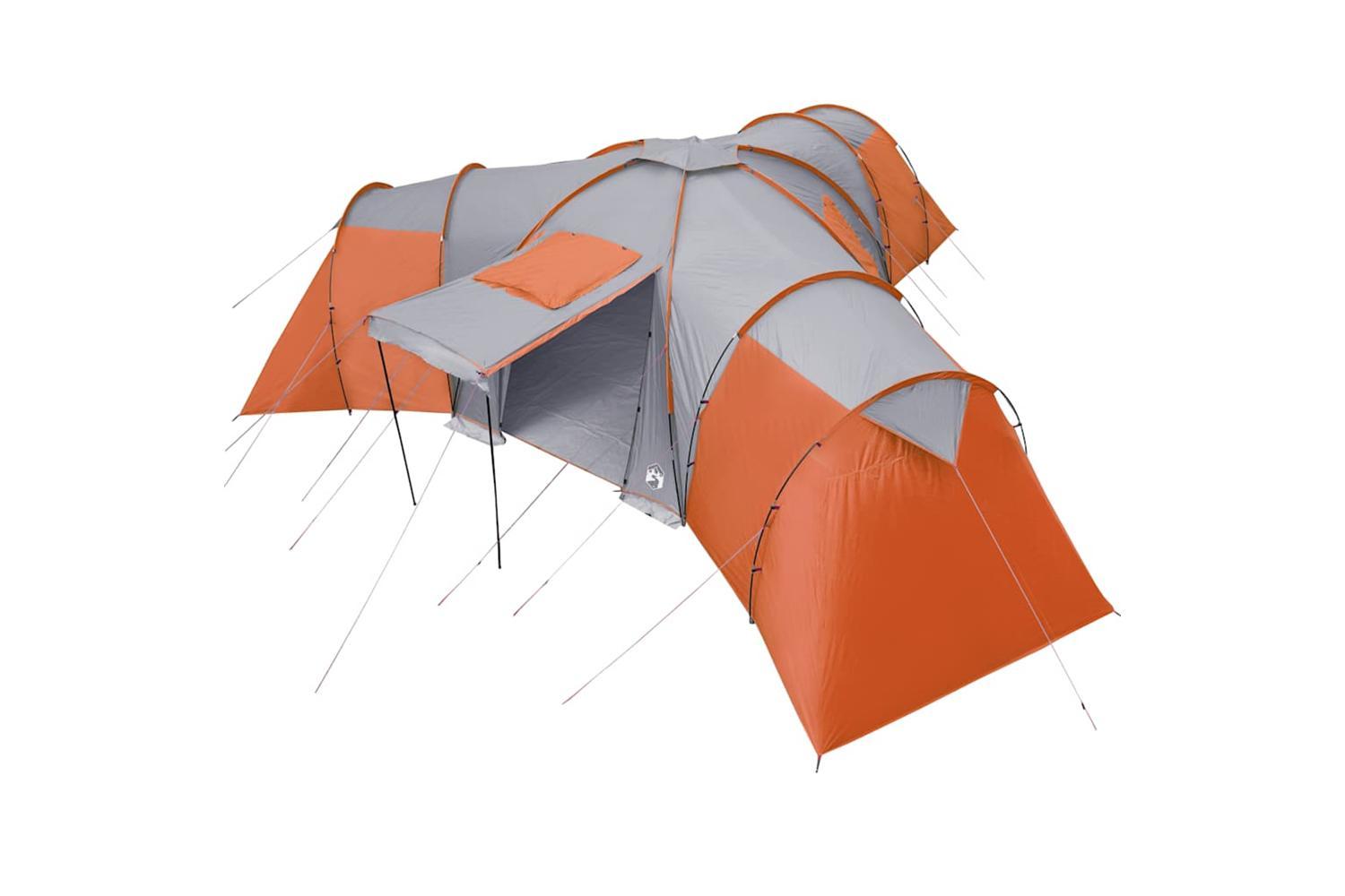 Vidaxl Family Tent Dome 12-person Grey And Orange Waterproof-9