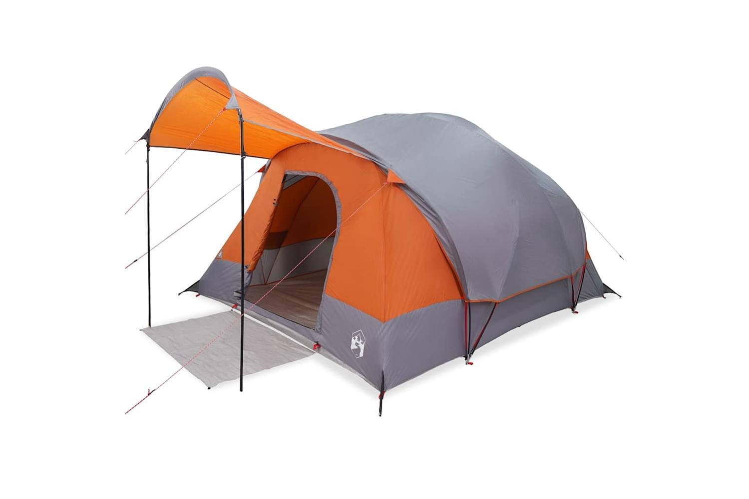 Vidaxl Family Tent Tunnel 8-person Grey And Orange Waterproof-2