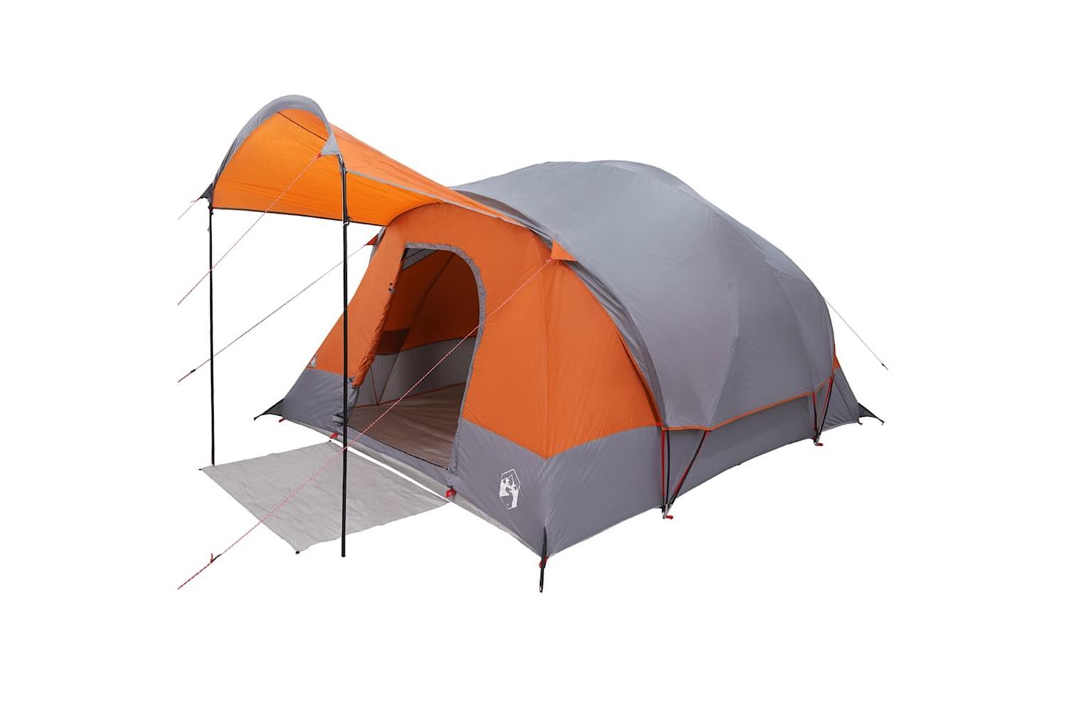 Vidaxl Family Tent Tunnel 8-person Grey And Orange Waterproof-3